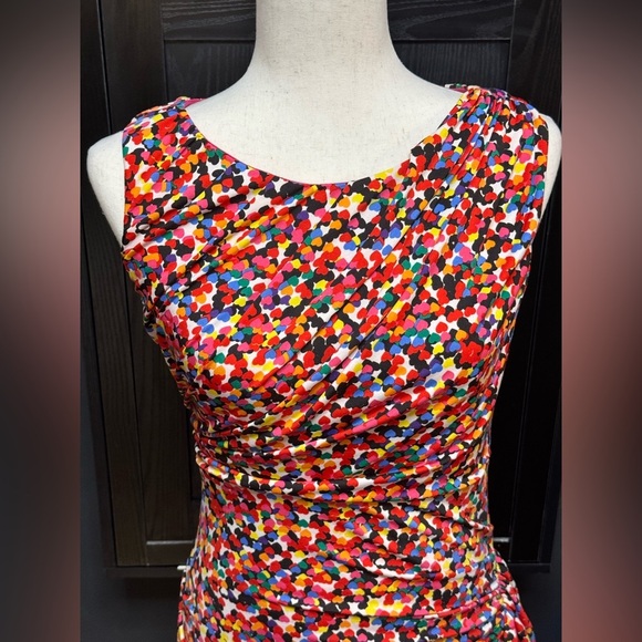 Betsey Johnson Multi Heart Print Sleeveless Ruchied Dress - Picture 6 of 11